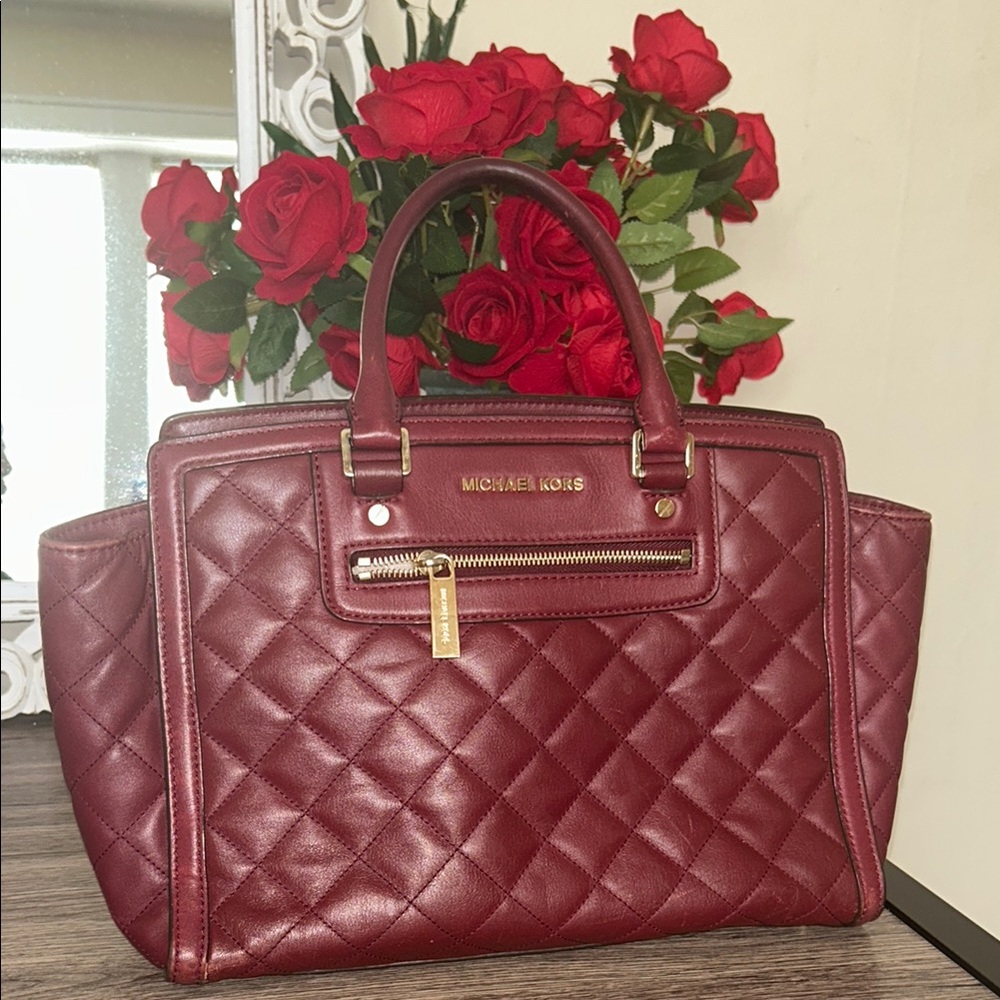 Michael Kors Red Quilted Leather Satchel